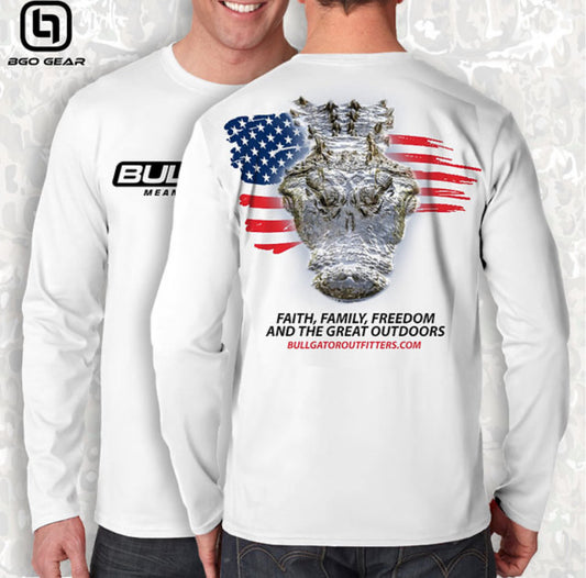 BullGator Performance Logo Gator/Flag Camo Vintage Long Sleeve